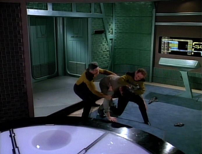 Transporter room in Star Trek V, looking broadly identical