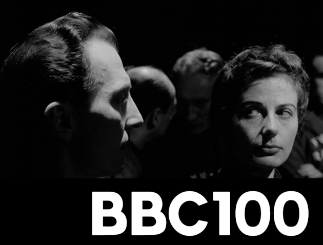 BBC 100 logo, with Winston and Julia