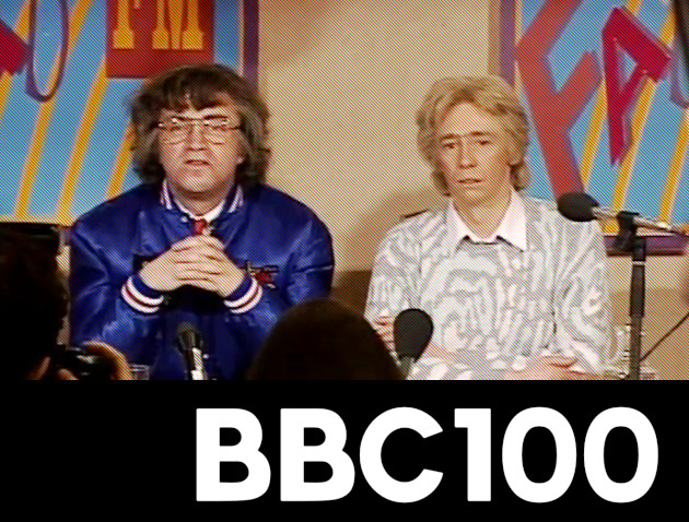 BBC 100 logo with Smashie and Nicey at their press conference