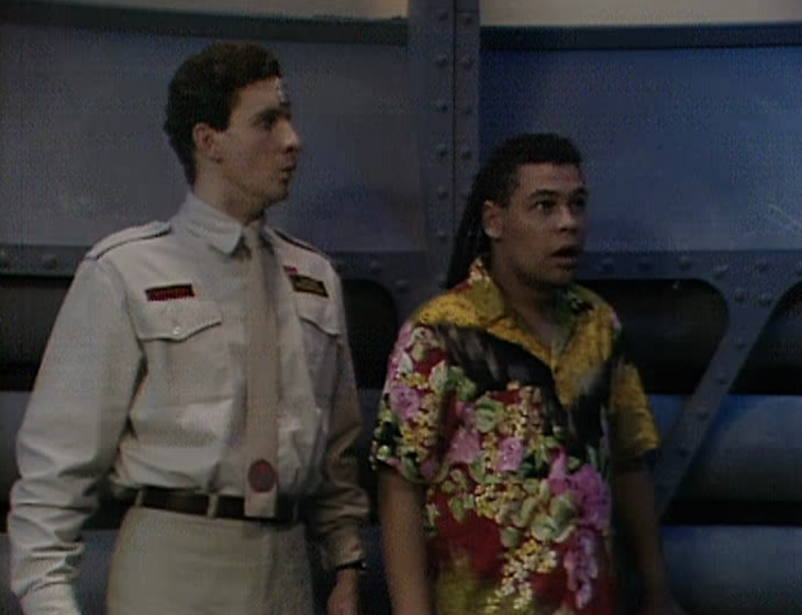 Lister and Rimmer in the same corridor