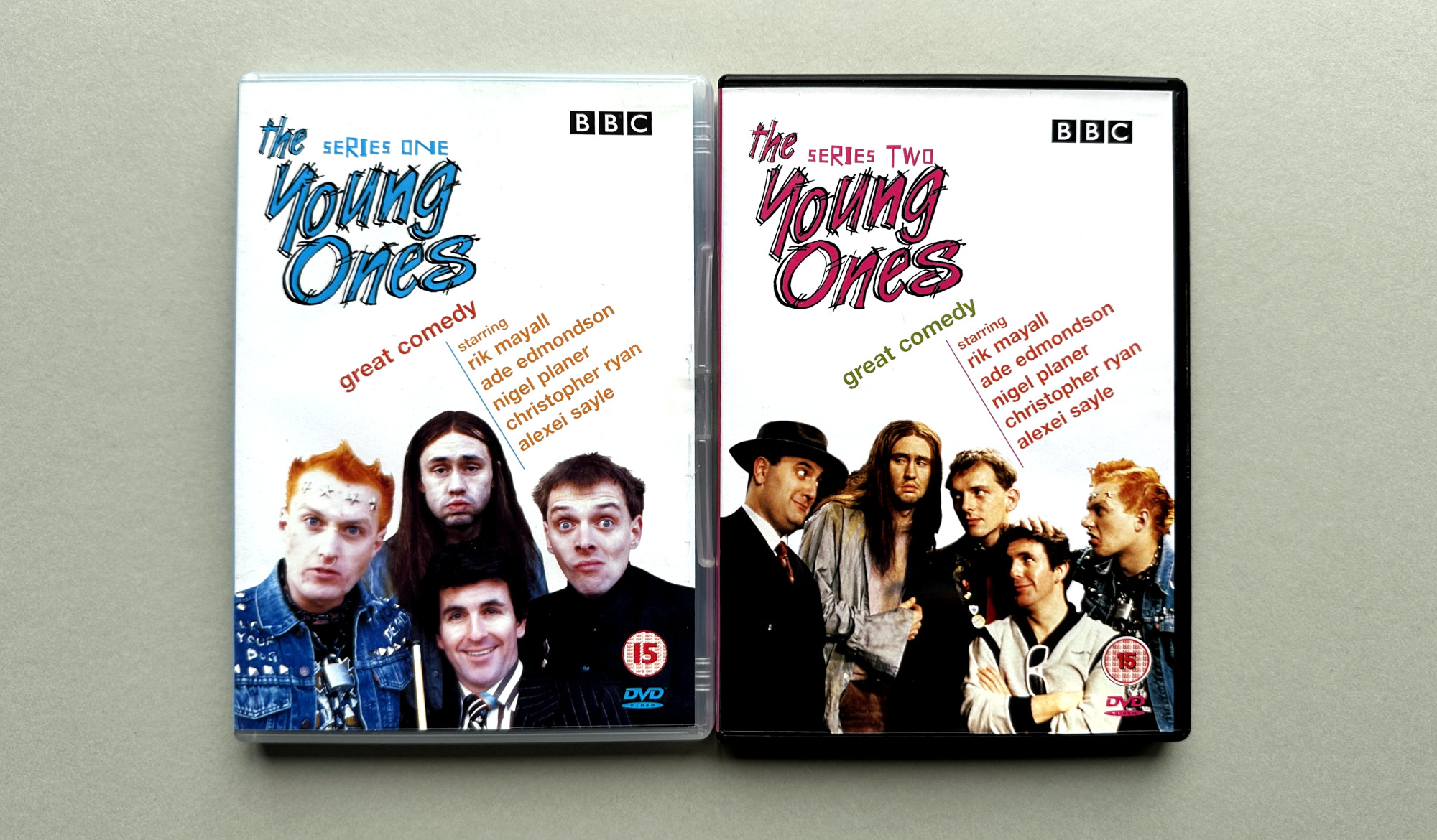 Young Ones DVD releases from 2002/03, with the white cover