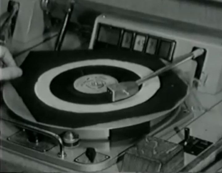 A turntable spinning