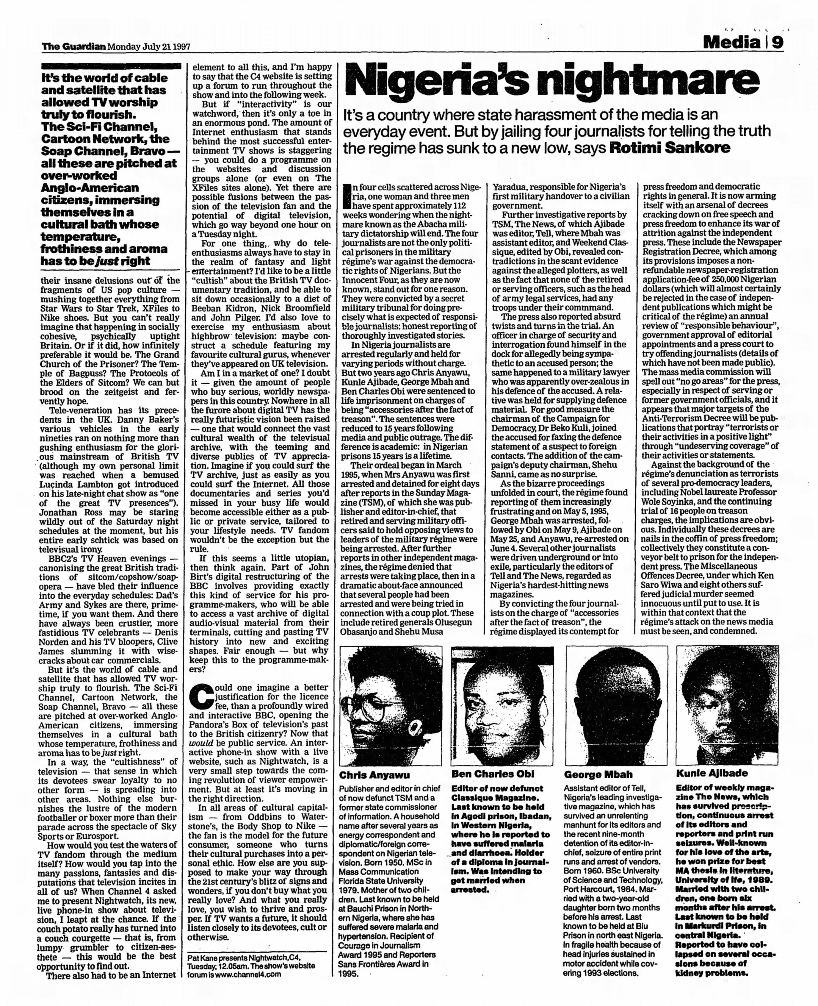 A page with the headline Nigeria's Nightmare.