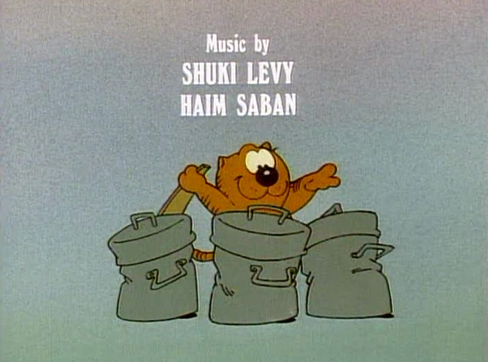 Heathcliff hitting trashcans / Music by