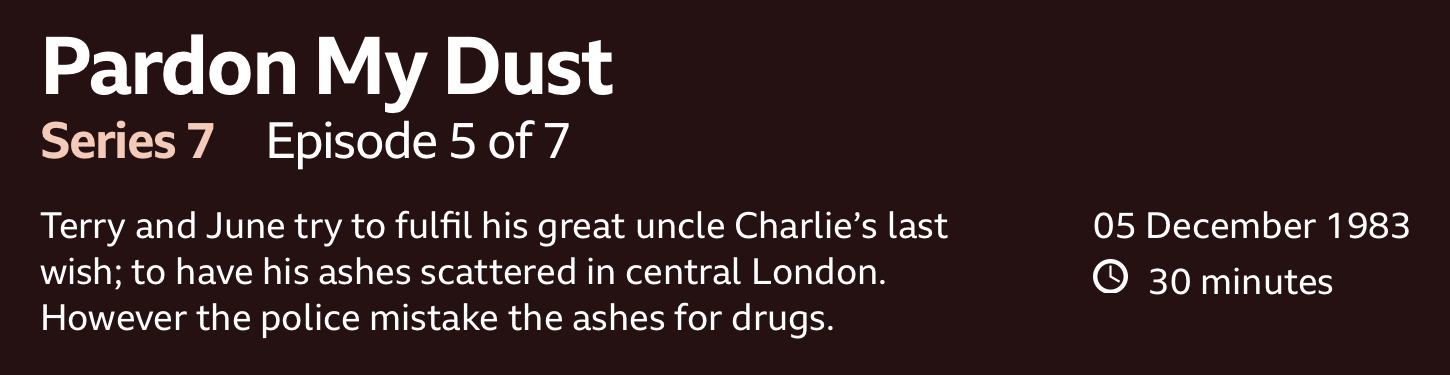Pardon My Dust / Series 7 / Episode 5 of 7 / 05 December 1983
